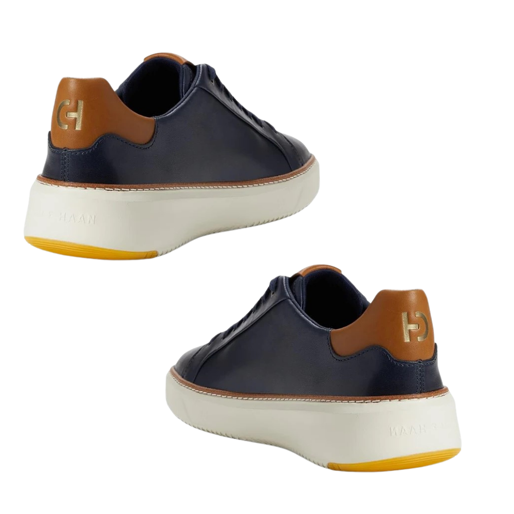 Cole Haan Men's Grandpro TopSpin Sneaker Navy Blazer Leather/British Tan/Ivory