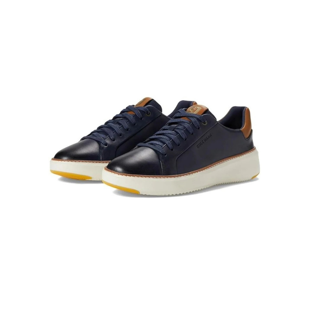Cole Haan Men's Grandpro TopSpin Sneaker Navy Blazer Leather/British Tan/Ivory
