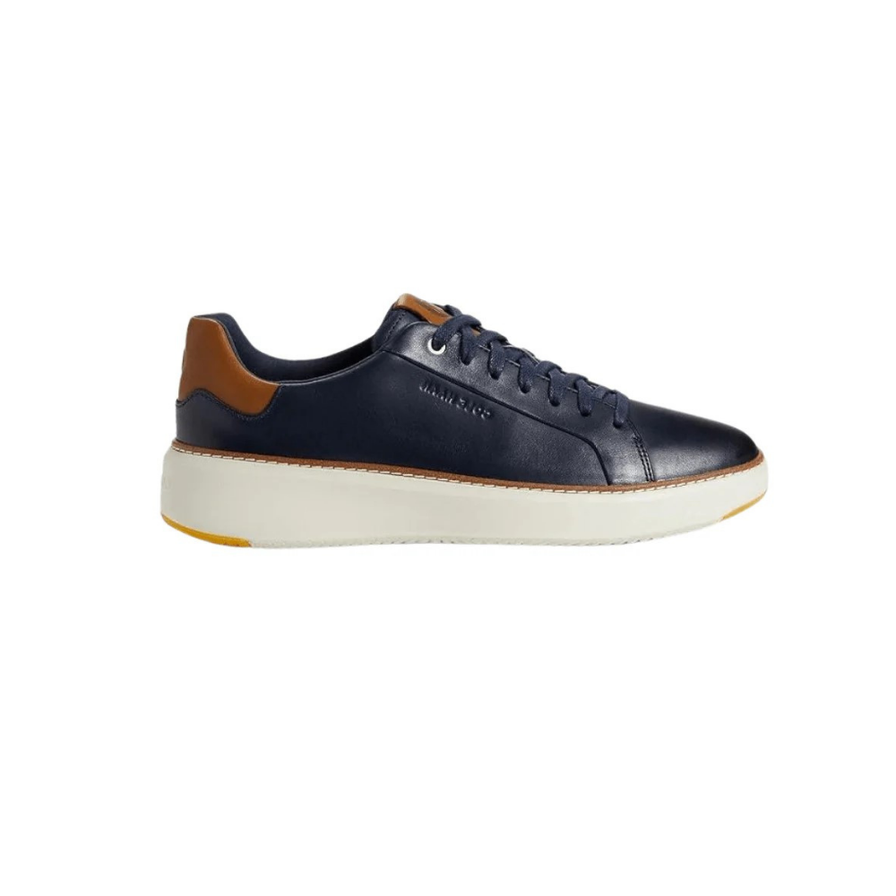 Cole Haan Men's Grandpro TopSpin Sneaker Navy Blazer Leather/British Tan/Ivory