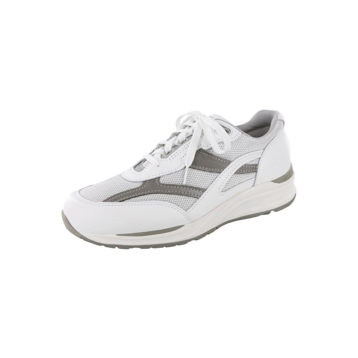 SAS Men's Journey Mesh Lightweight Sport Walking Shoe – White / Gray