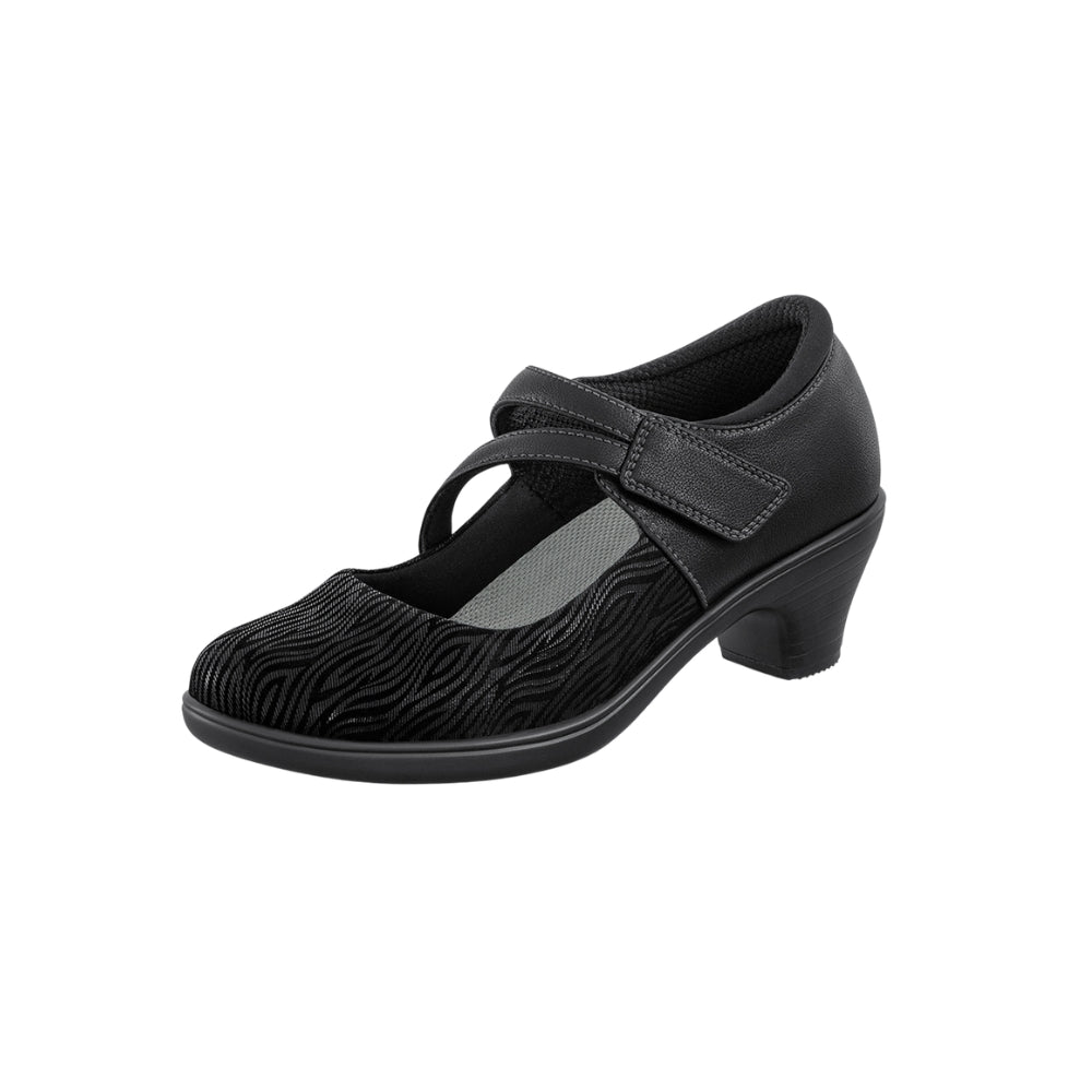 Orthofeet Women's Ella Arch Support Mary Jane Wedge Shoe - Black