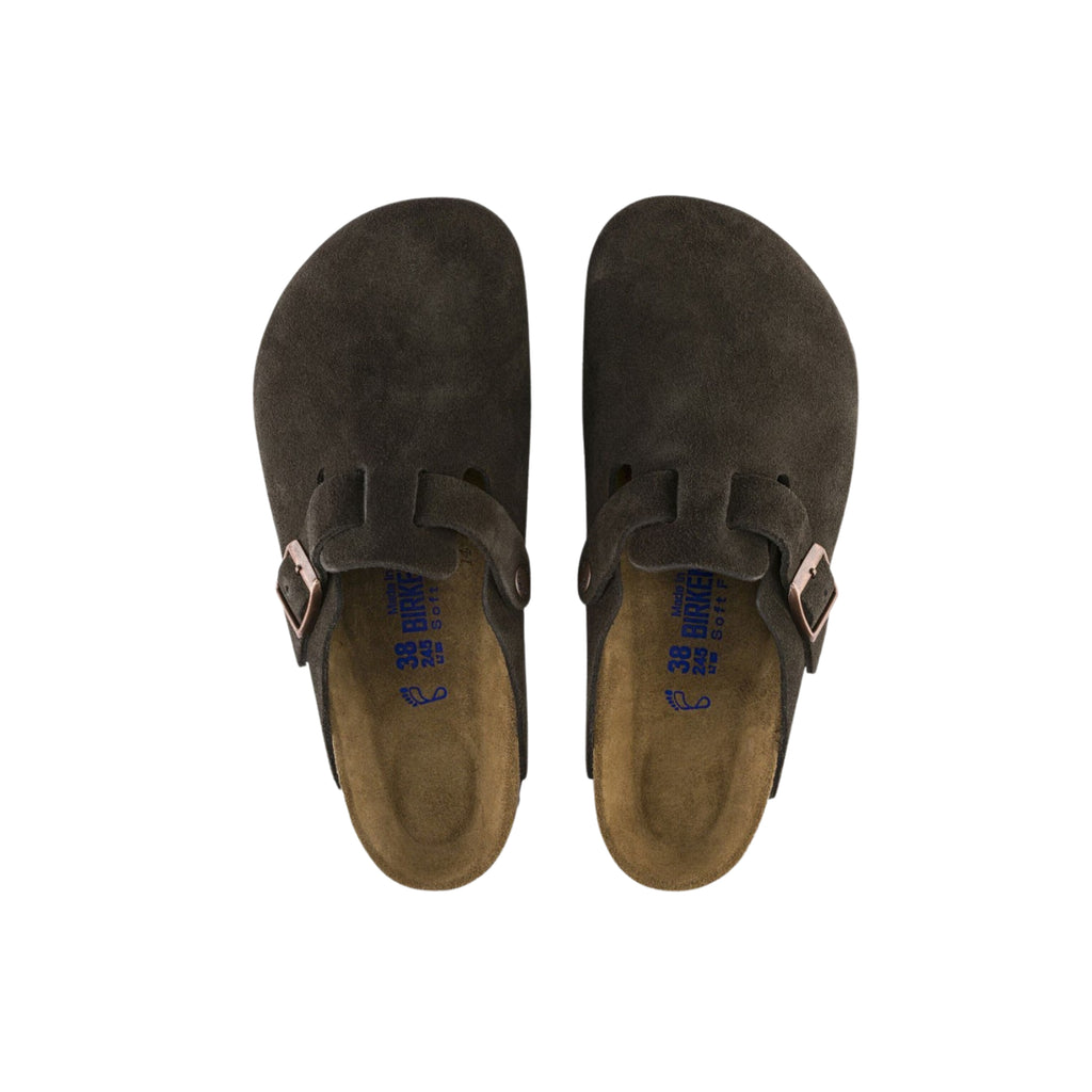 Birkenstock Boston Soft Footbed Suede Leather Clog Sandals - Mocha