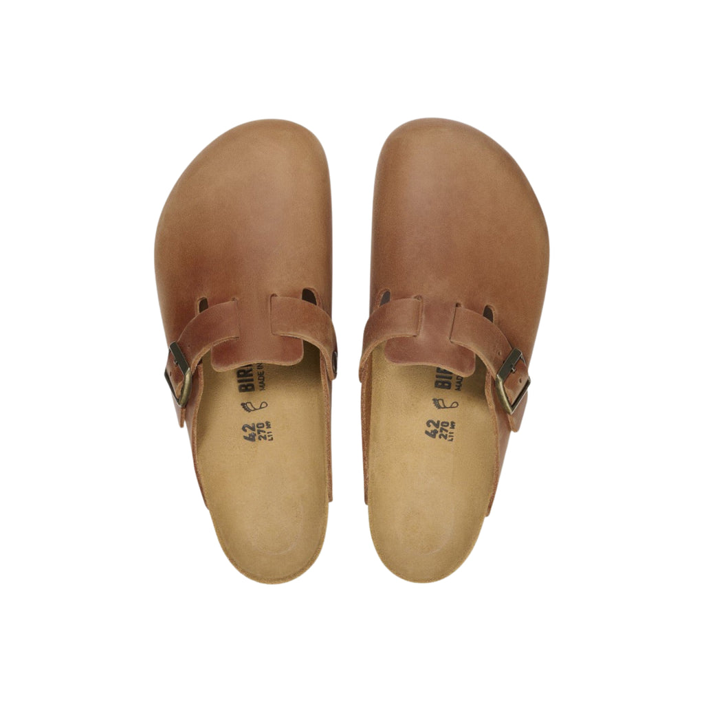 Birkenstock Boston BS Oiled Leather Clog Sandals - Cognac