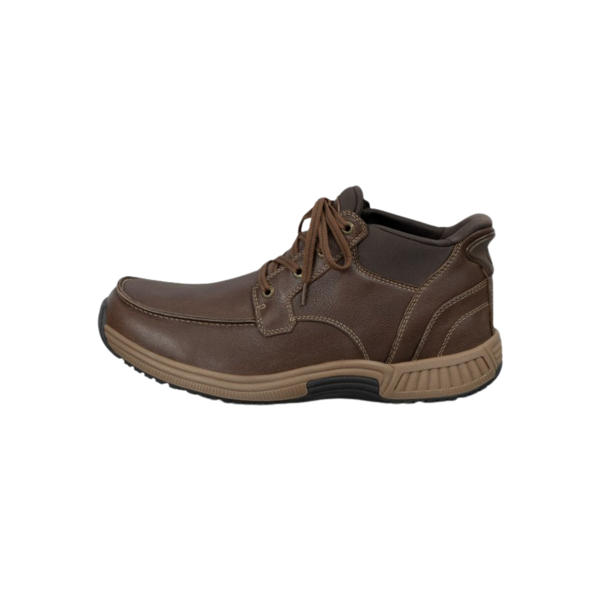 Orthofeet Men's Verno Hands-Free Slip-Resistant Leather Boot – Brown