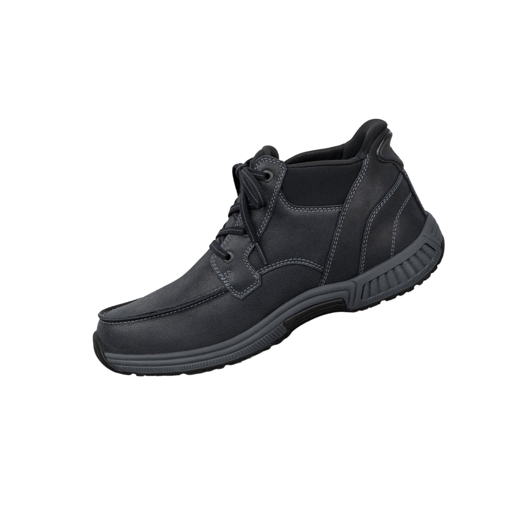 Orthofeet Men’s Verno Hands-Free Orthopedic Leather Boots – Black