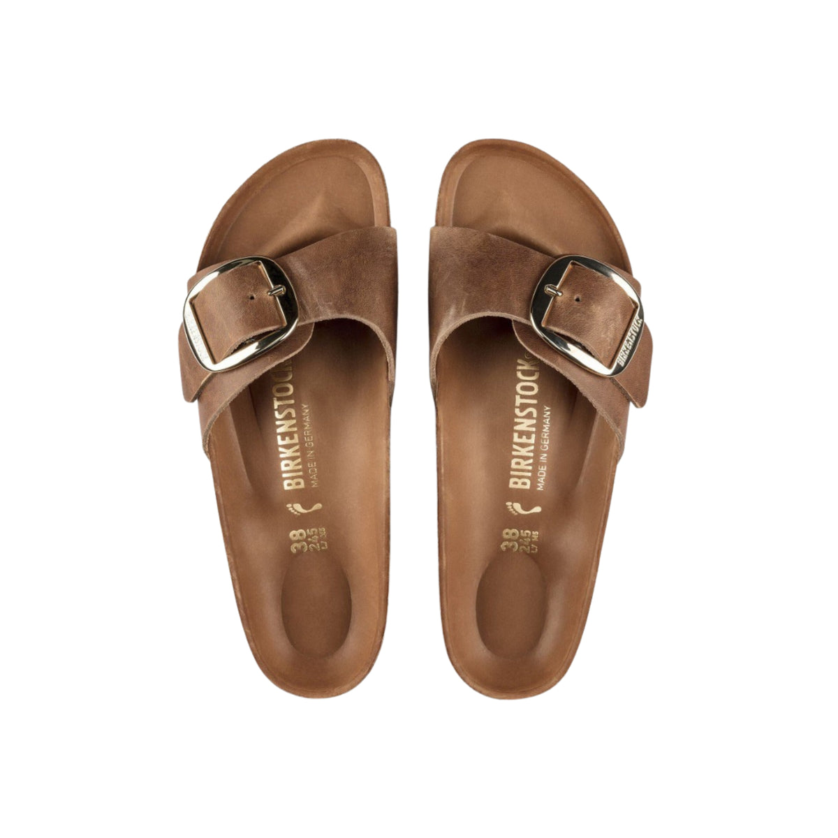 Birkenstock Madrid Big Buckle Sandals – Cognac Oiled Leather (Narrow Fit)