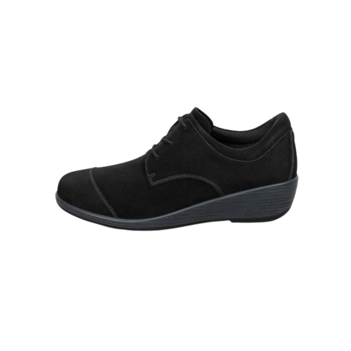 Orthofeet Women's Eleanor - Wedge Casual Oxford Shoe - Black
