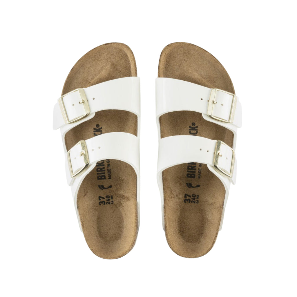 Birkenstock Unisex Arizona Birko Flor Sandals - Patent White
