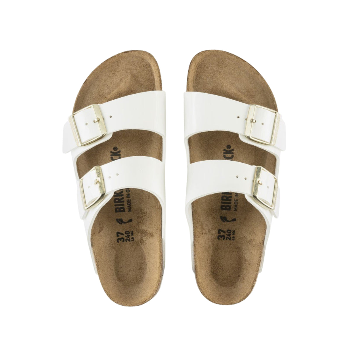 Birkenstock Unisex Arizona Birko Flor Sandals - Patent White