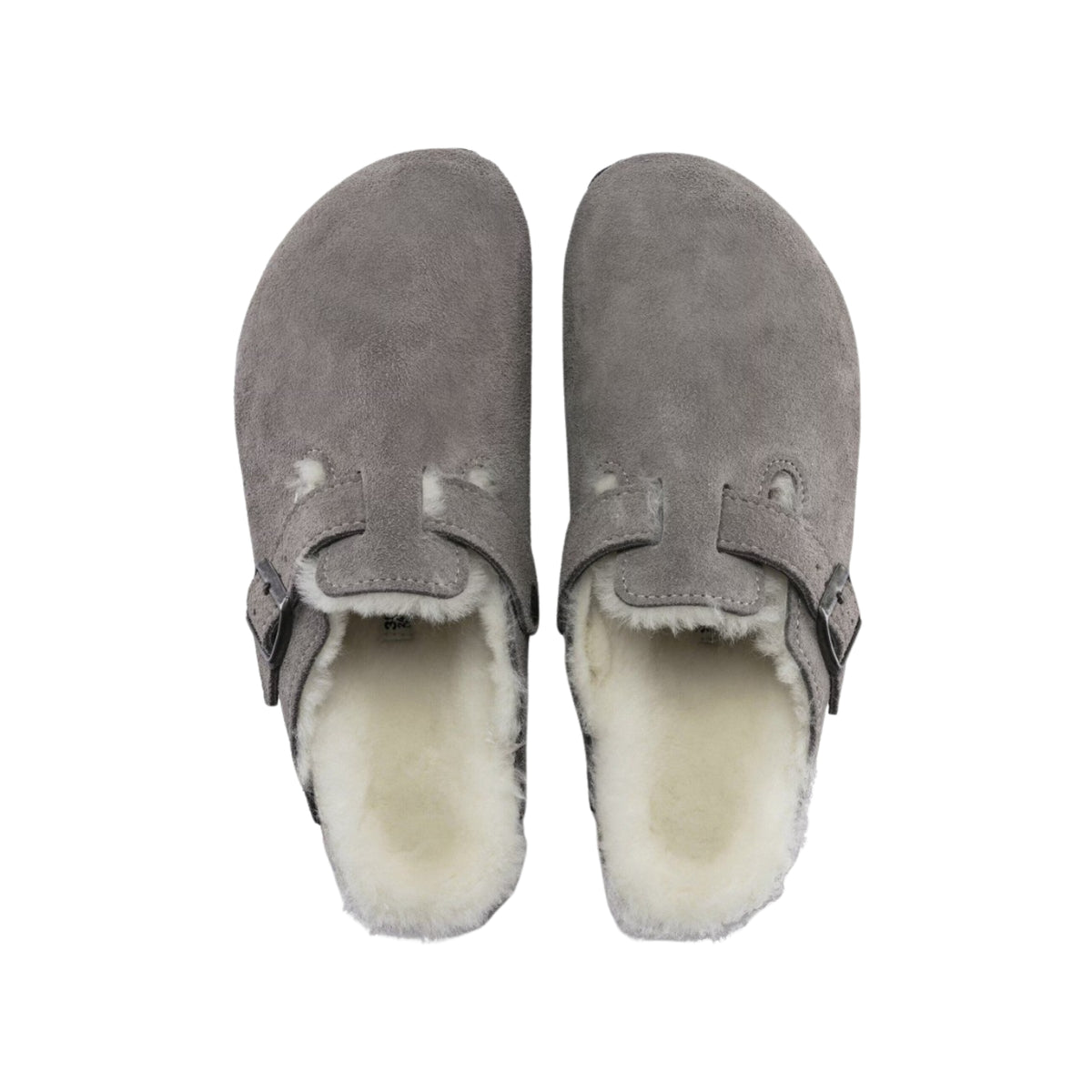 Birkenstock Boston VL Shearling Suede Leather Clog Sandal - Stone Coin