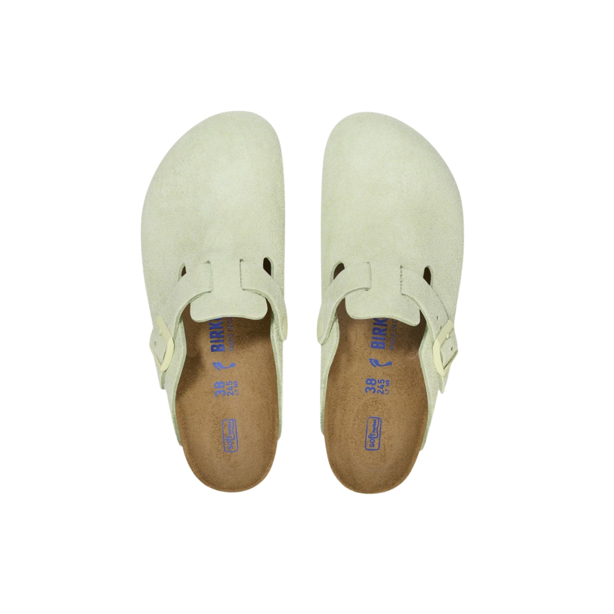 Birkenstock Boston Unisex Soft Footbed Suede Clog Sandals - Faded Lime
