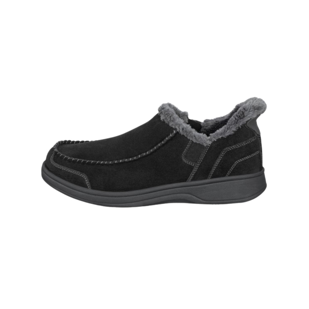 Orthofeet Vito Men's Hands-Free Suede Orthopedic Slipper Shoes - Black