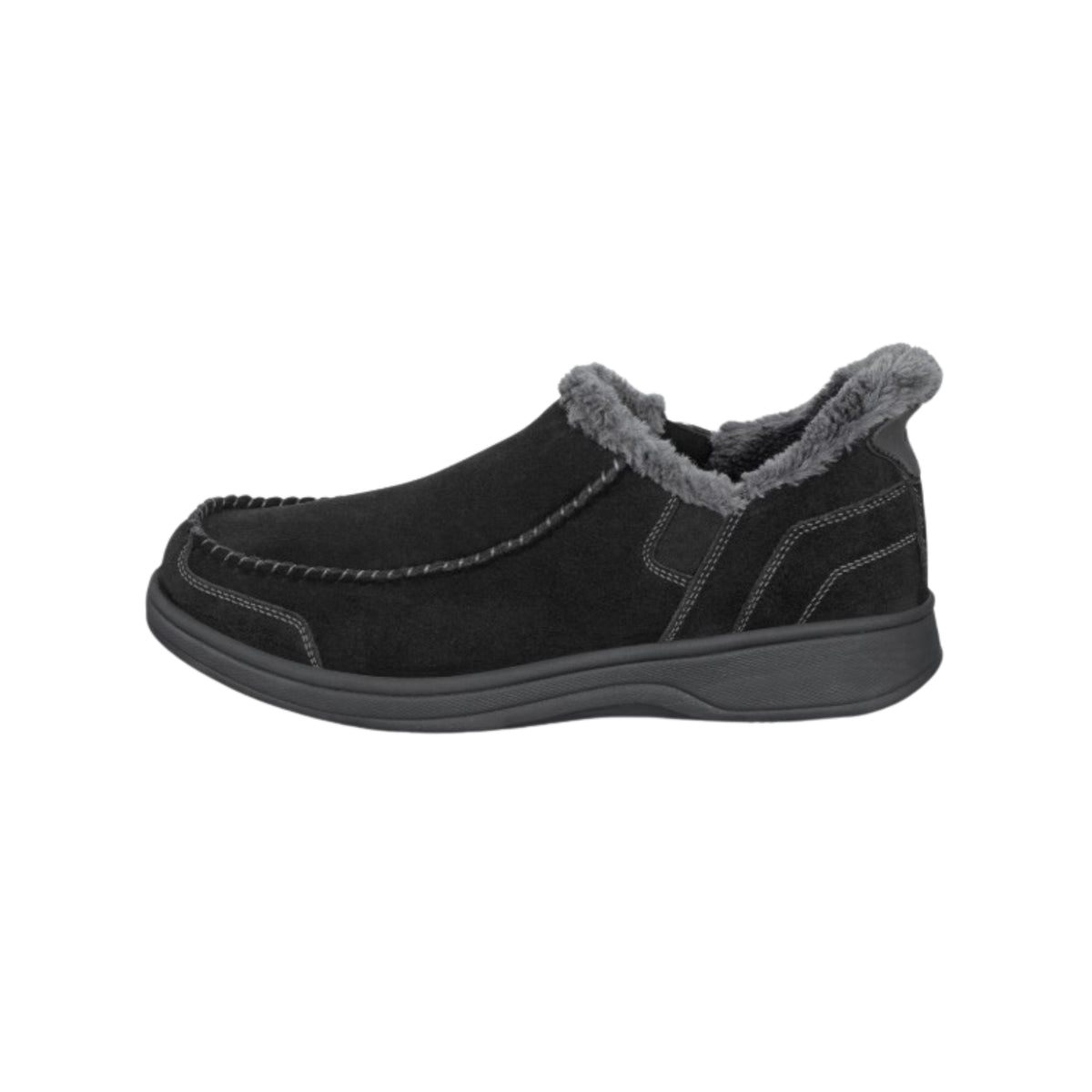 Orthofeet Vito Men's Hands-Free Suede Orthopedic Slipper Shoes - Black