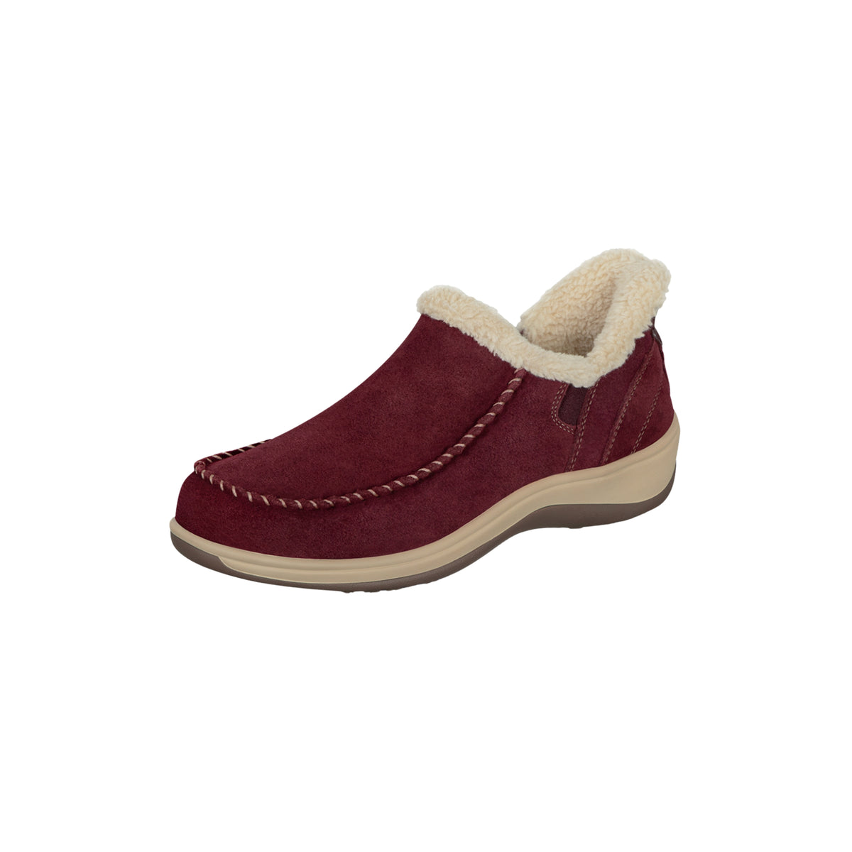 Orthofeet Women's Lorin Hands-Free Suede Orthopedic Slippers-Bordeaux