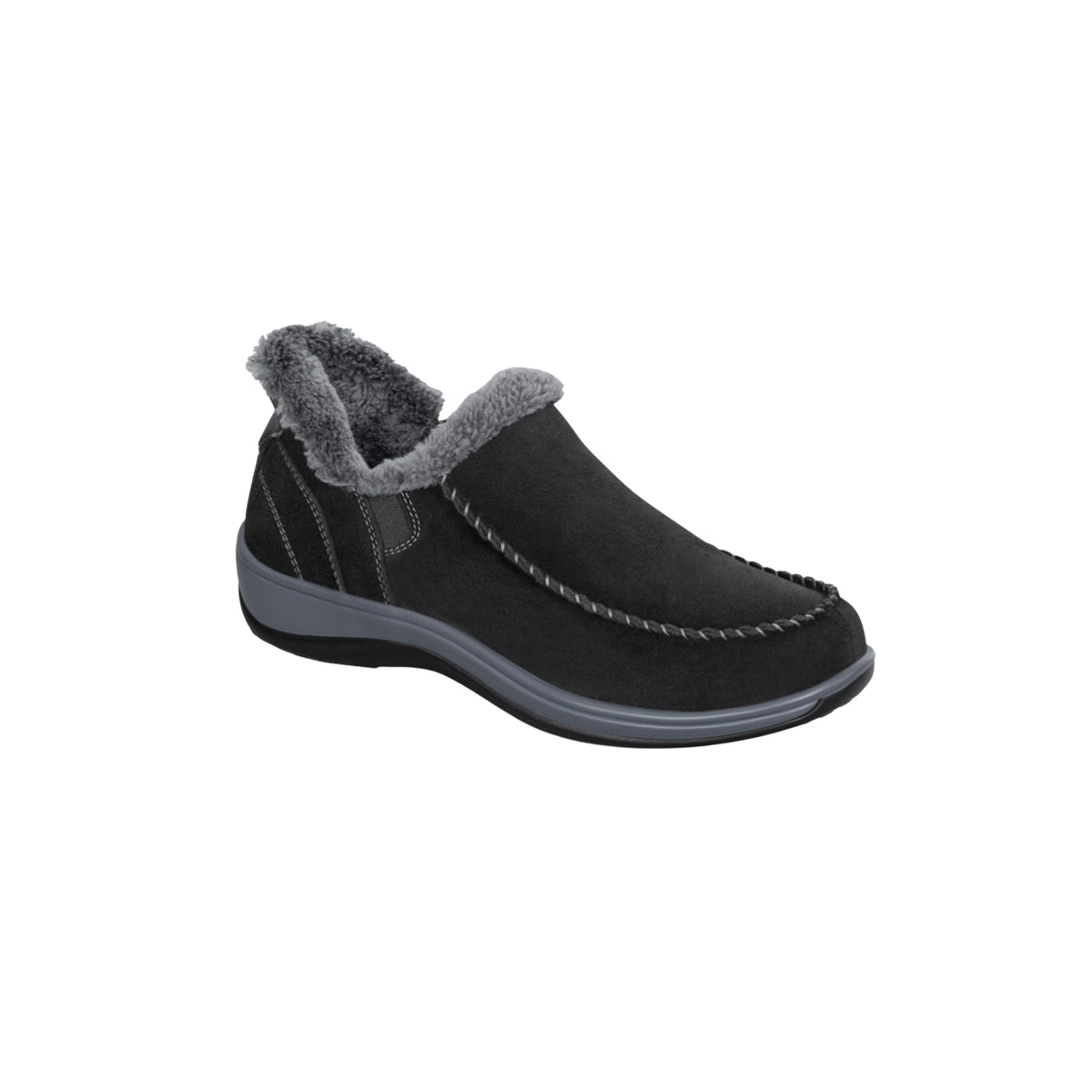 Orthofeet Women's Lorin Hands-Free Suede Orthopedic Slippers-Black