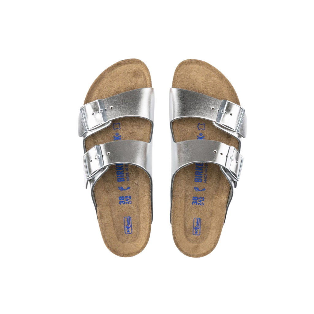 Birkenstock Unisex Arizona Soft Footbed - Metallic Silver