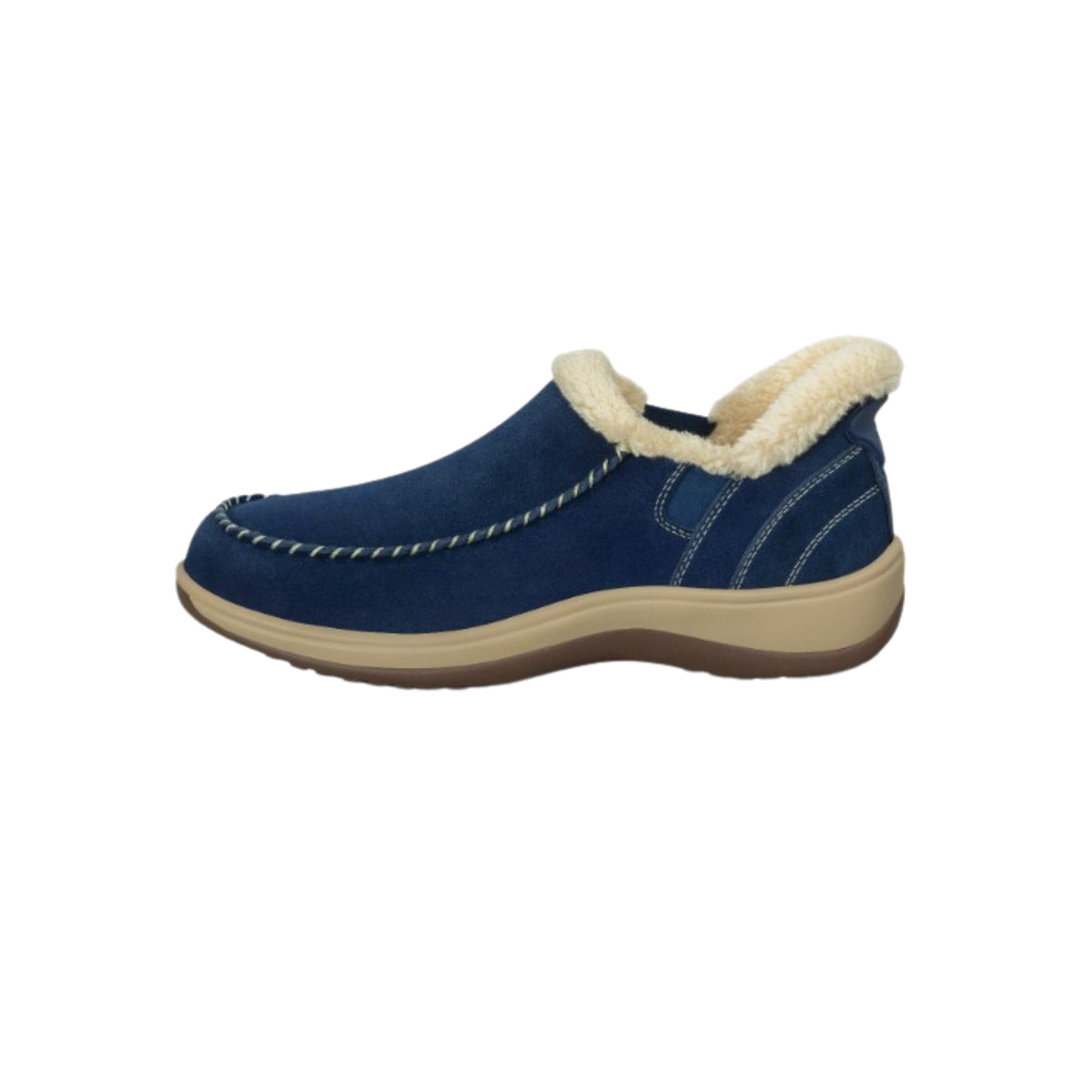Orthofeet Women's Lorin Hands-Free Suede Orthopedic Slippers-Sapphire