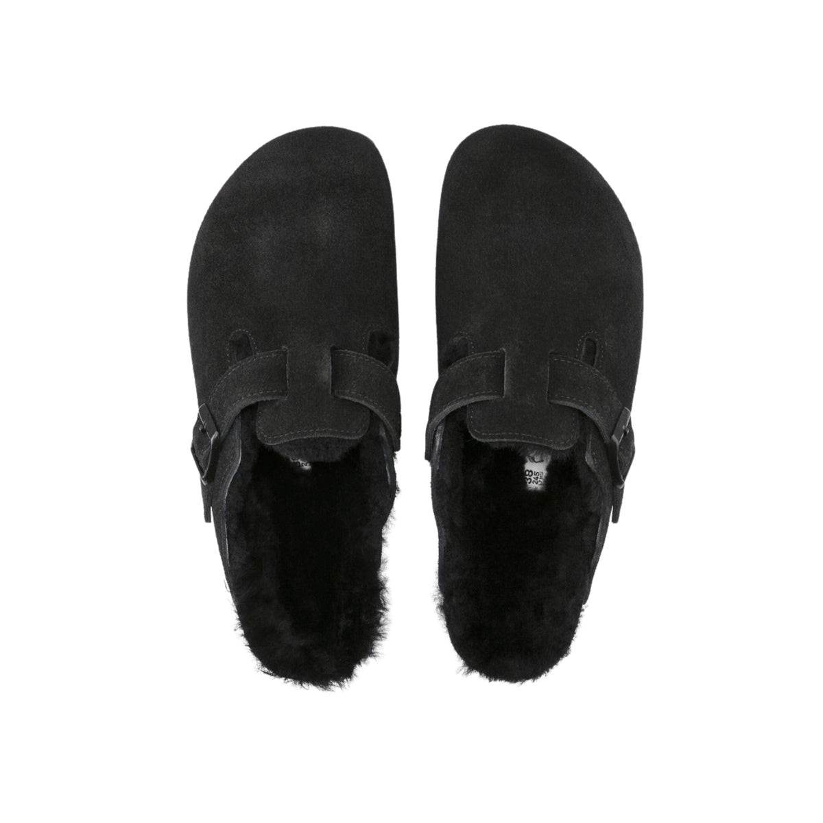 Birkenstock Boston VL Shearling Suede Leather Black Unisex Clog Sandal