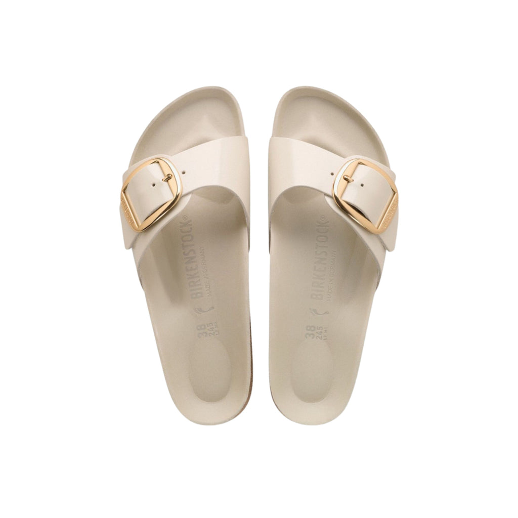 Birkenstock Madrid Big Buckle | Oyster Hex Patent Natural Leather (Narrow Fit)