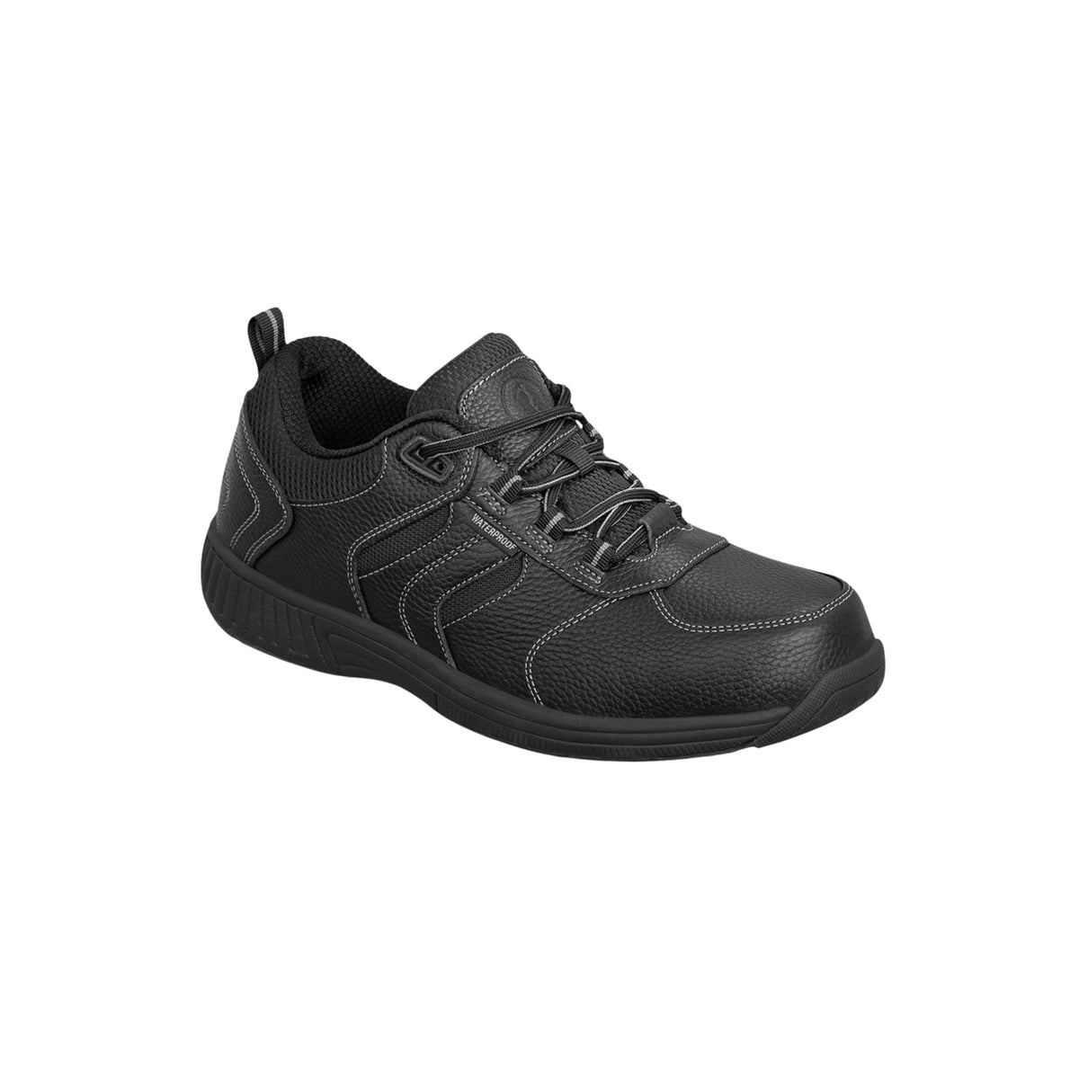 Orthofeet Men’s Pacific Palisades Waterproof Leather Sneakers – Black
