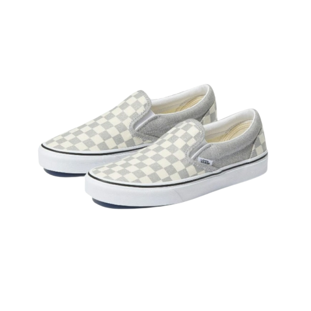 Vans Classic Slip-On Checkerboard Silver/True White Unisex Sneakers