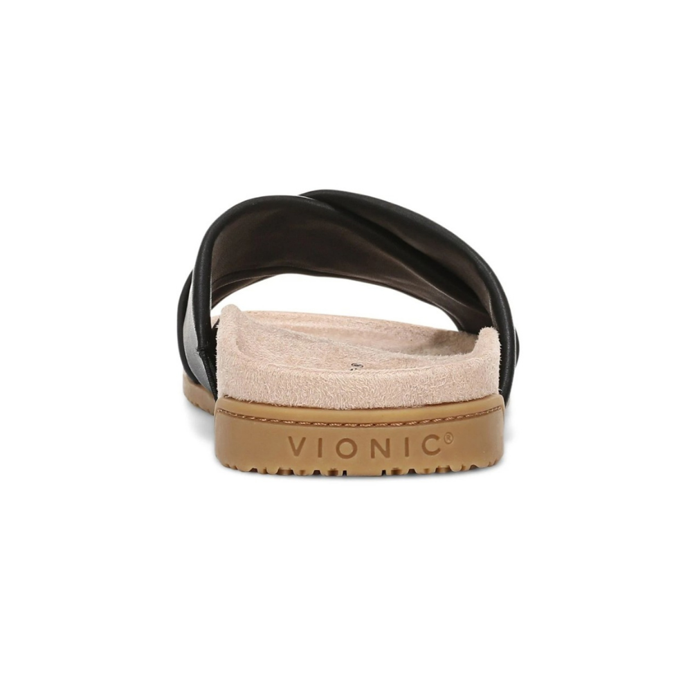 Vionic Women's Etna Structured Crossover Slide Sandals - Black Leather