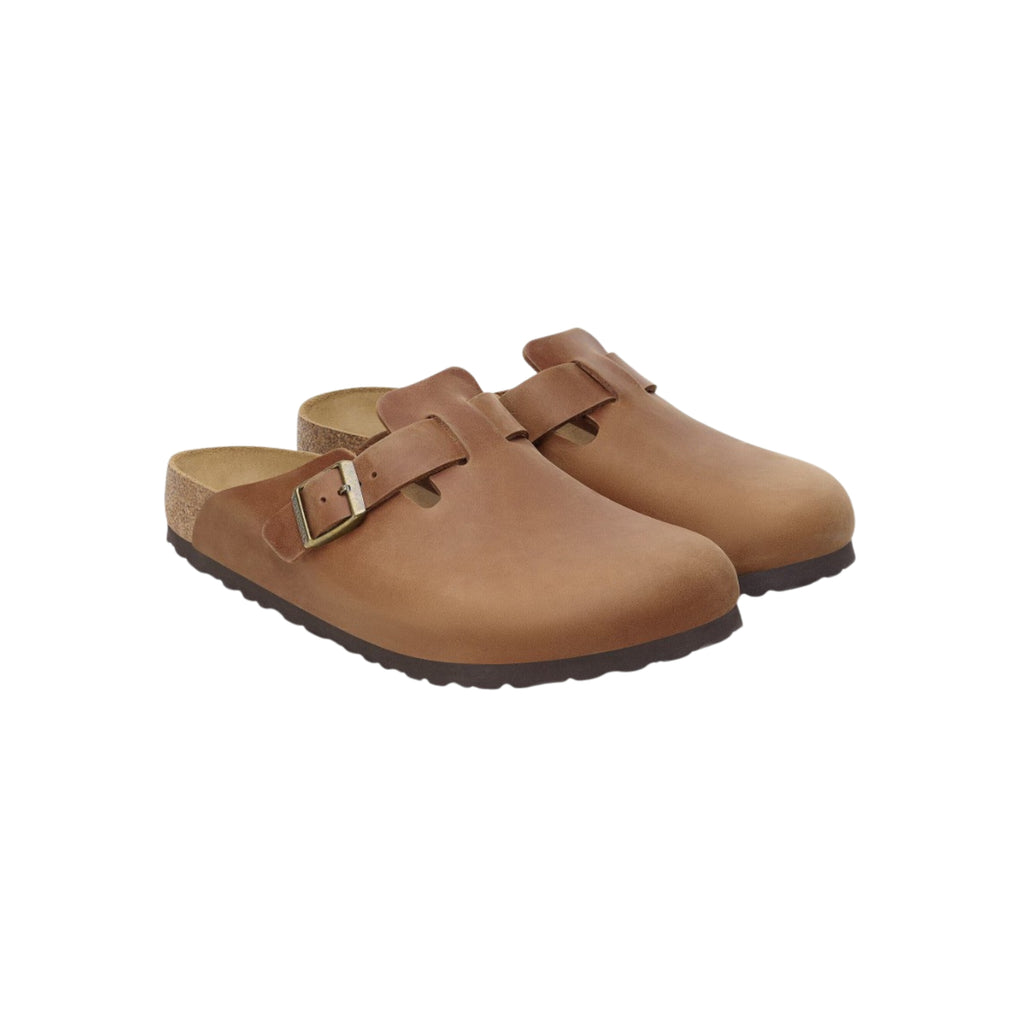 Birkenstock Boston BS Oiled Leather Clog Sandals - Cognac