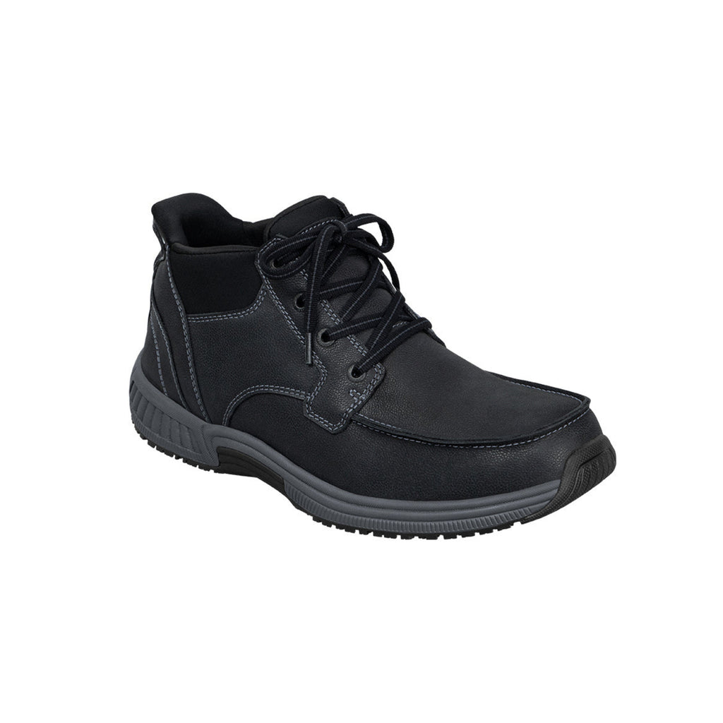 Orthofeet Men’s Verno Hands-Free Orthopedic Leather Boots – Black