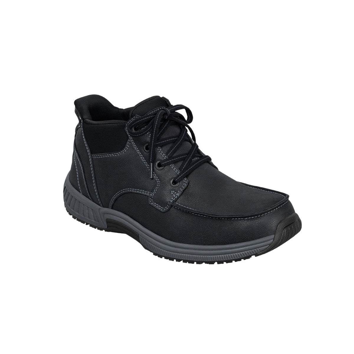Orthofeet Men’s Verno Hands-Free Orthopedic Leather Boots – Black