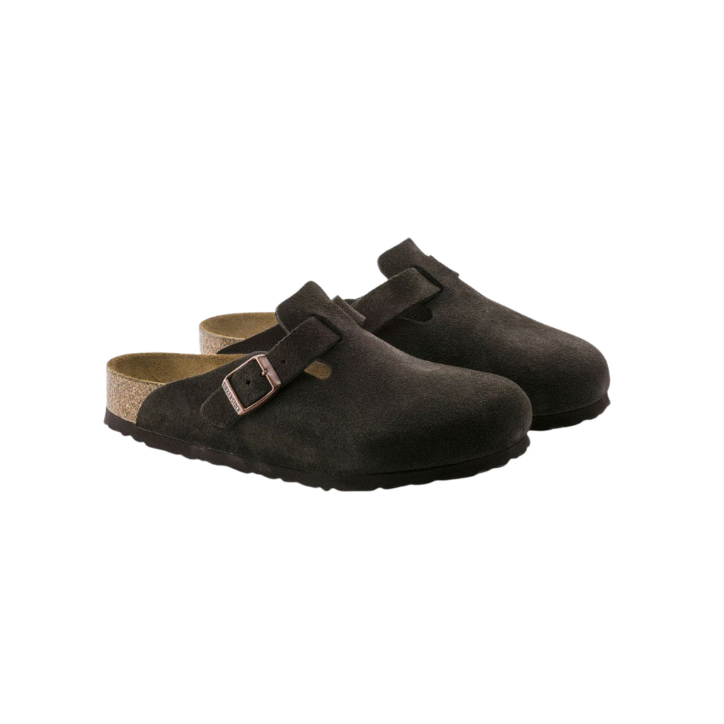 Birkenstock Boston Soft Footbed Suede Leather Clog Sandals - Mocha