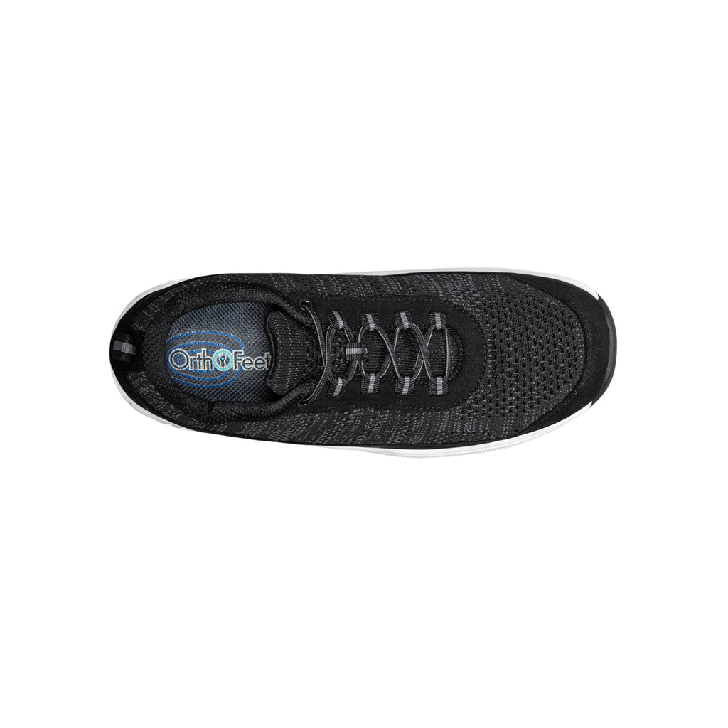 Orthofeet Men’s Lava Stretchable Orthopedic Athletic Shoes – Black
