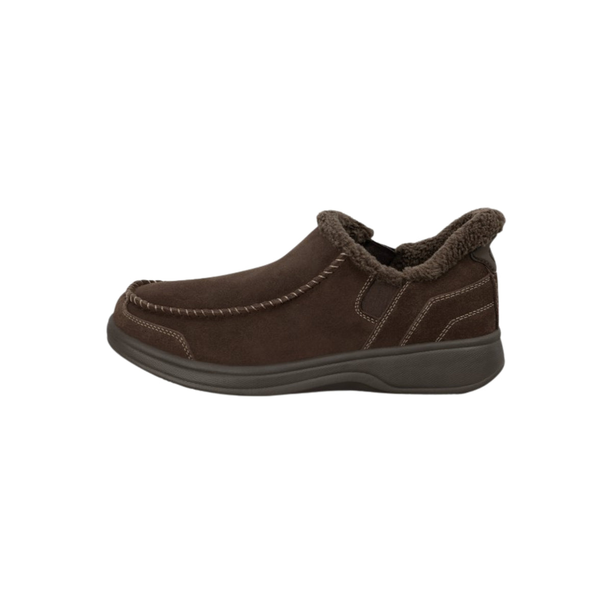 Orthofeet Men's Vito Hands-Free Suede Slipper-Shoe – Chocolate