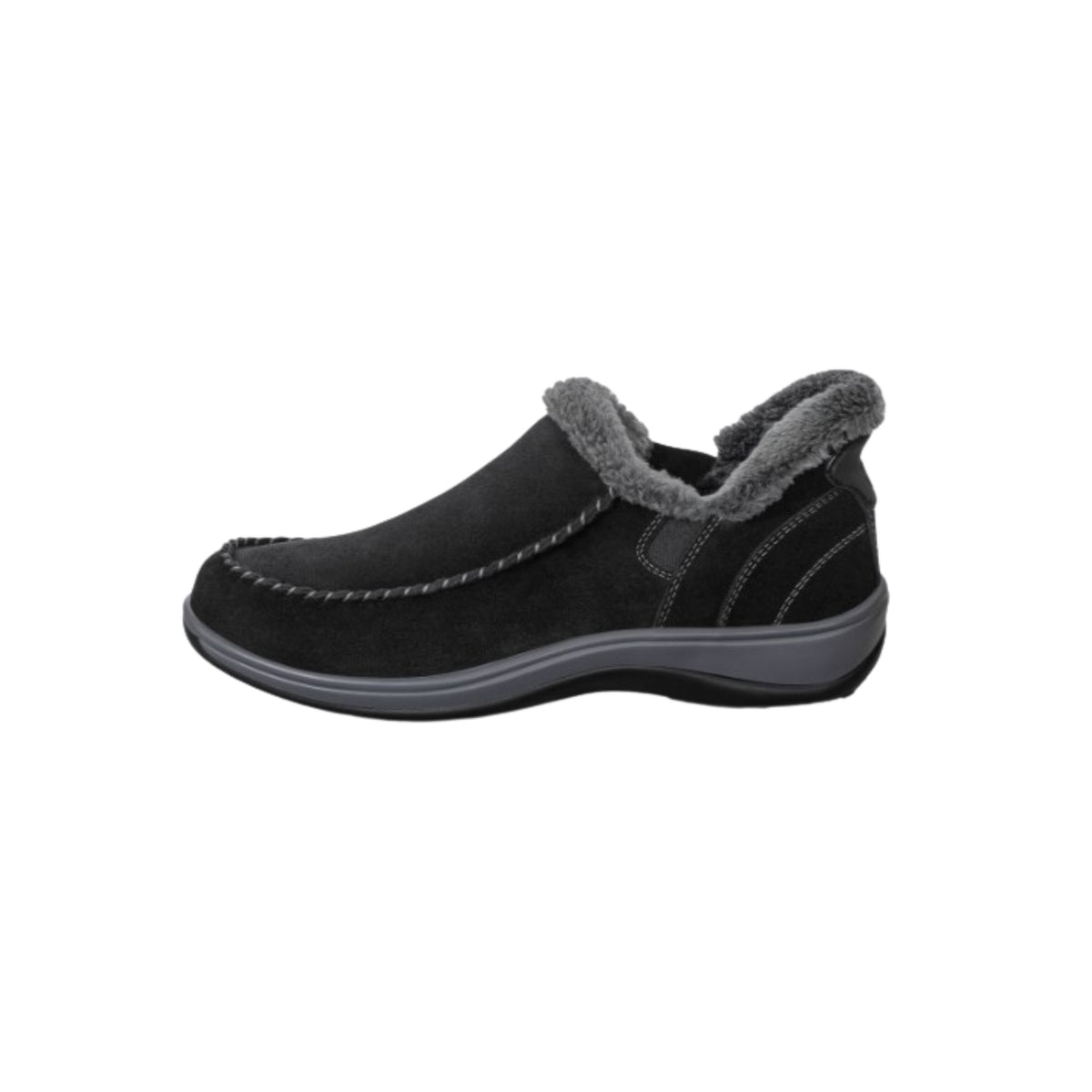 Orthofeet Women's Lorin Hands-Free Suede Orthopedic Slippers-Black