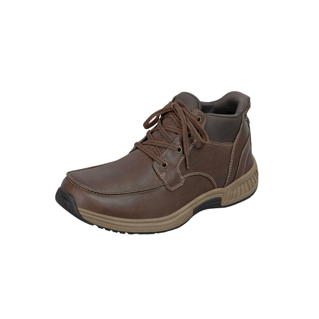 Orthofeet Men's Verno Hands-Free Slip-Resistant Leather Boot – Brown