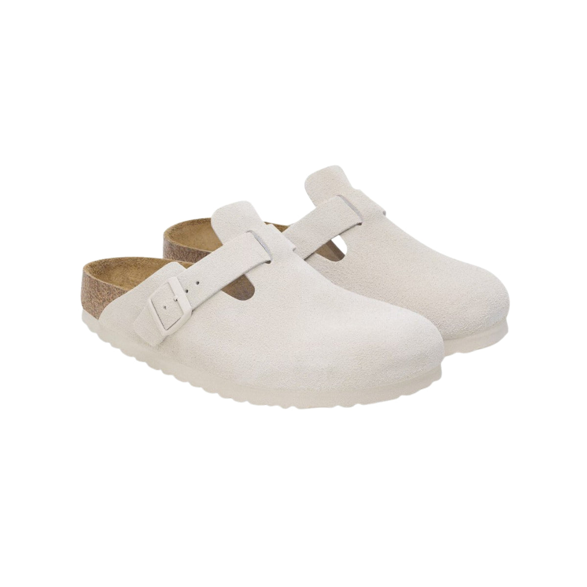 Birkenstock Boston Soft Footbed Suede Clog – Unisex, Antique White Color