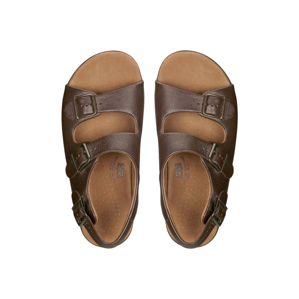 SAS Men's Bravo Triple-Strap Comfort Leather Sandal – Brown
