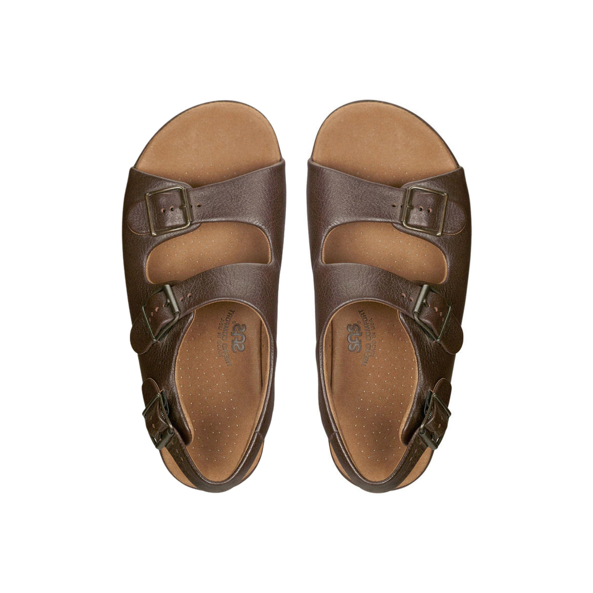 SAS Men's Bravo Triple-Strap Comfort Leather Sandal – Brown