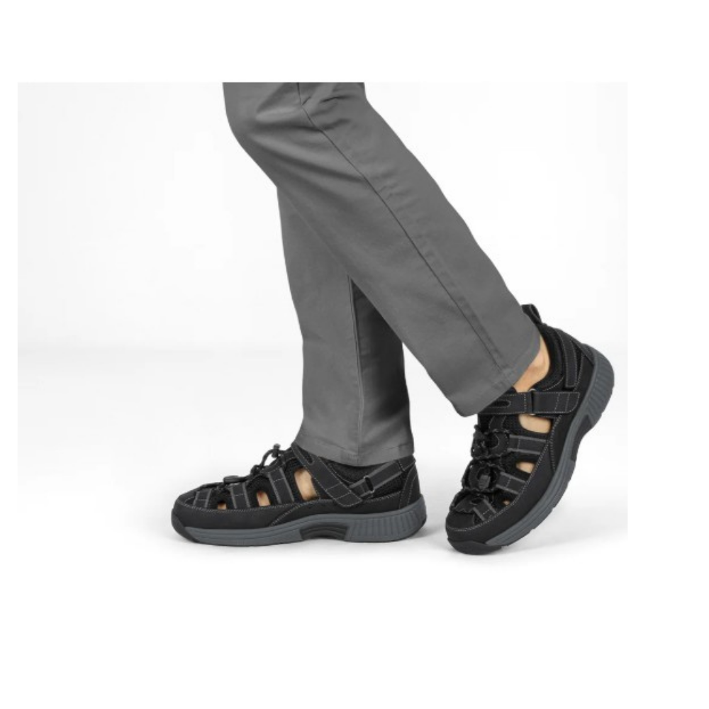 Orthofeet Clearwater Men's Fisherman Sandals - Black