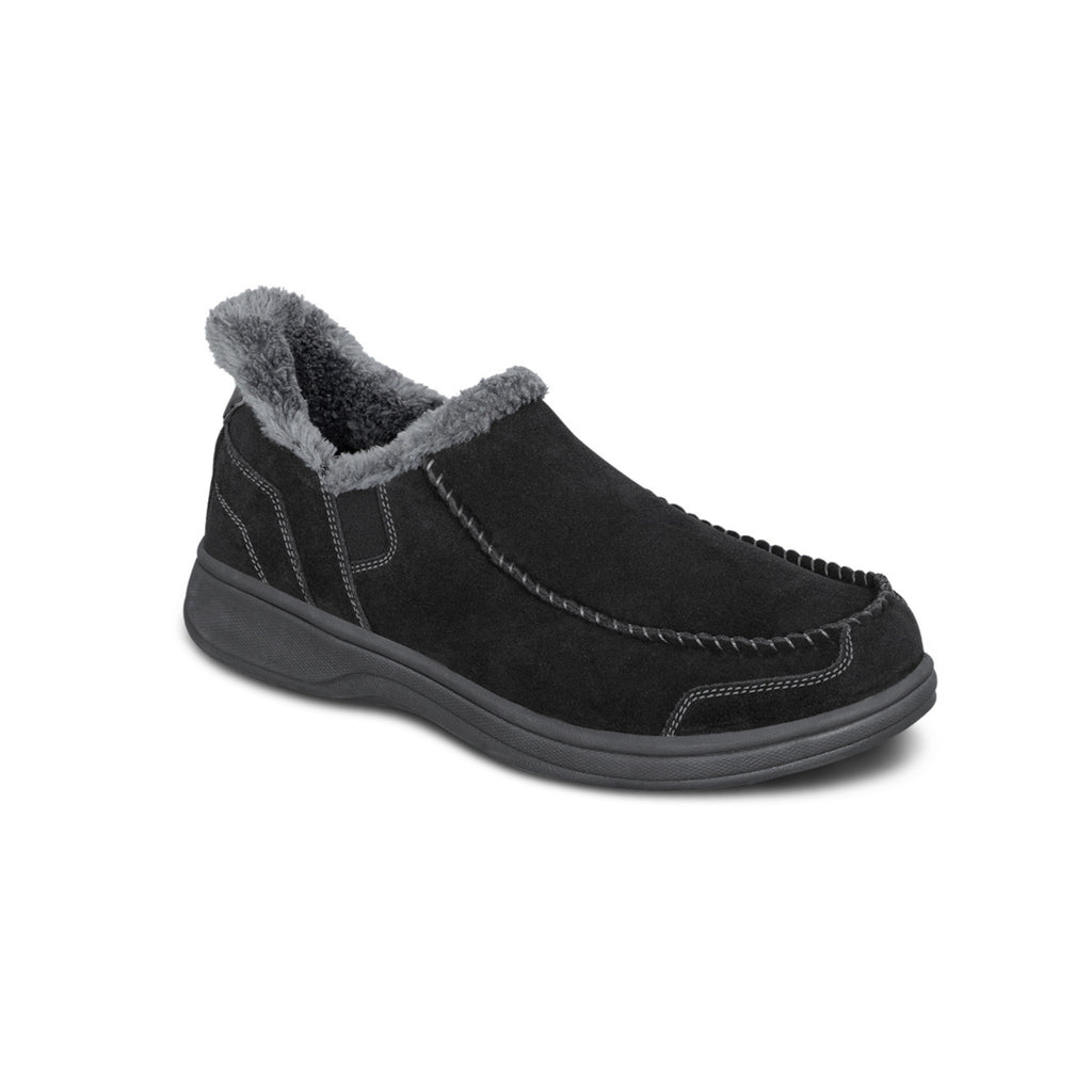 Orthofeet Vito Men's Hands-Free Suede Orthopedic Slipper Shoes - Black