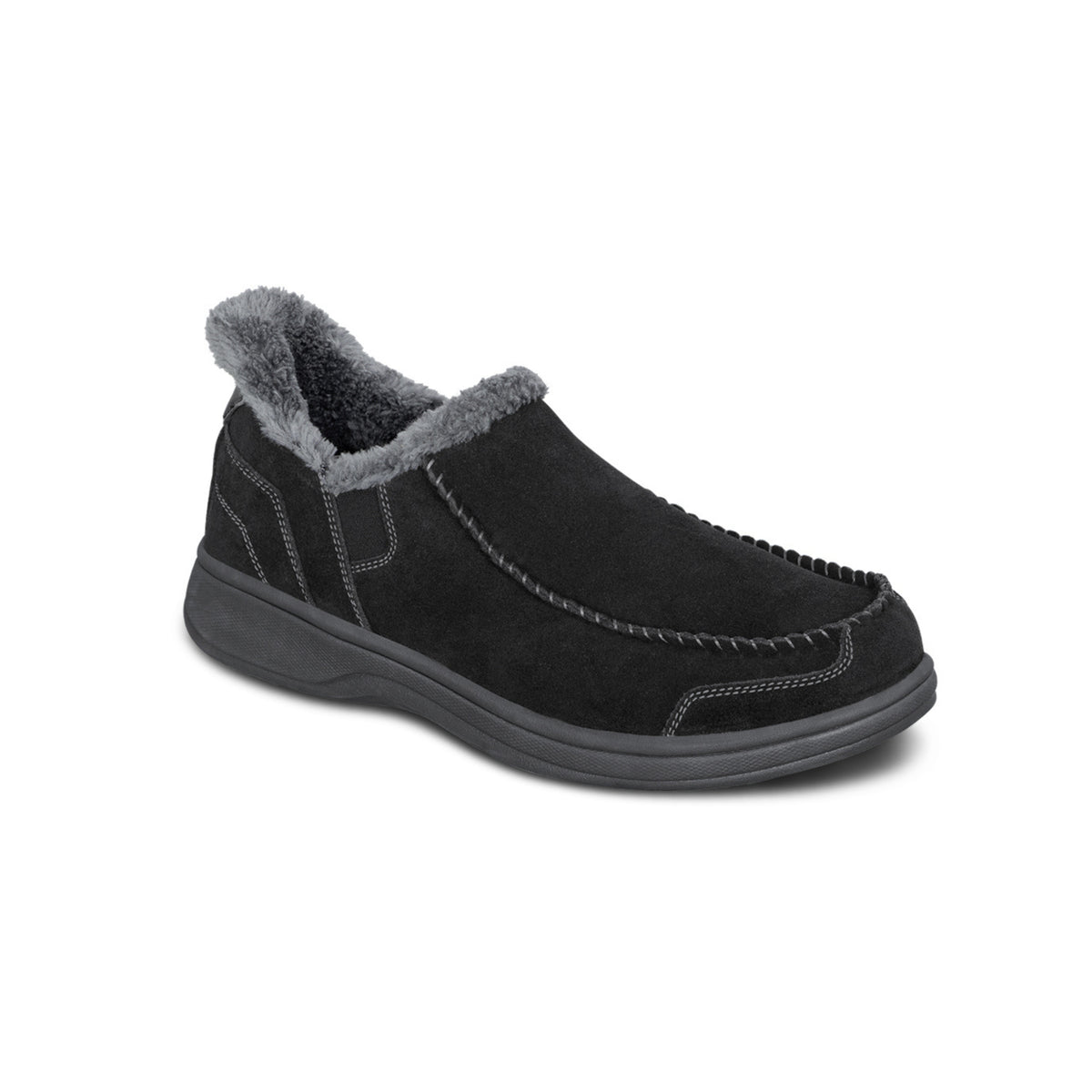 Orthofeet Vito Men's Hands-Free Suede Orthopedic Slipper Shoes - Black