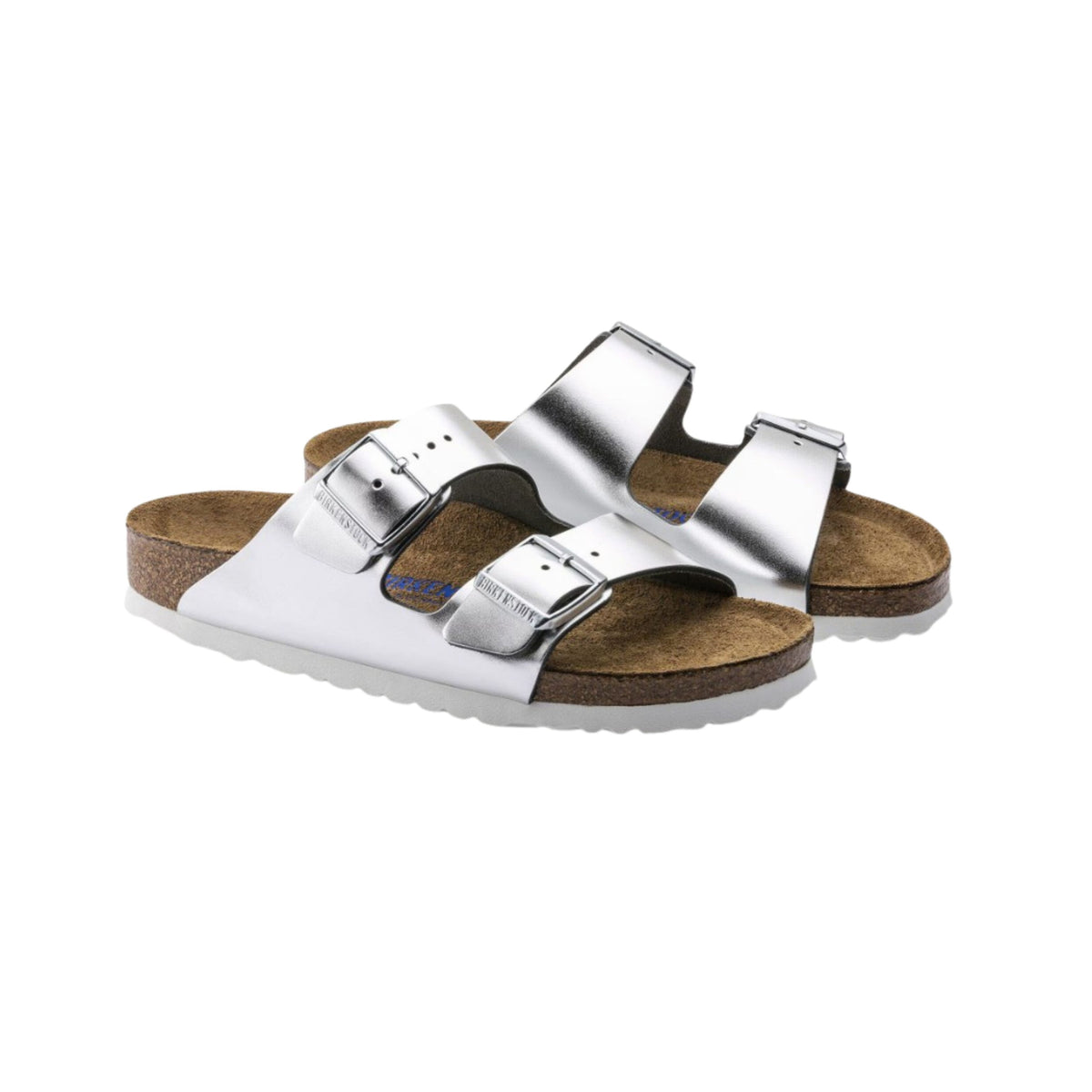 Birkenstock Unisex Arizona Soft Footbed - Metallic Silver