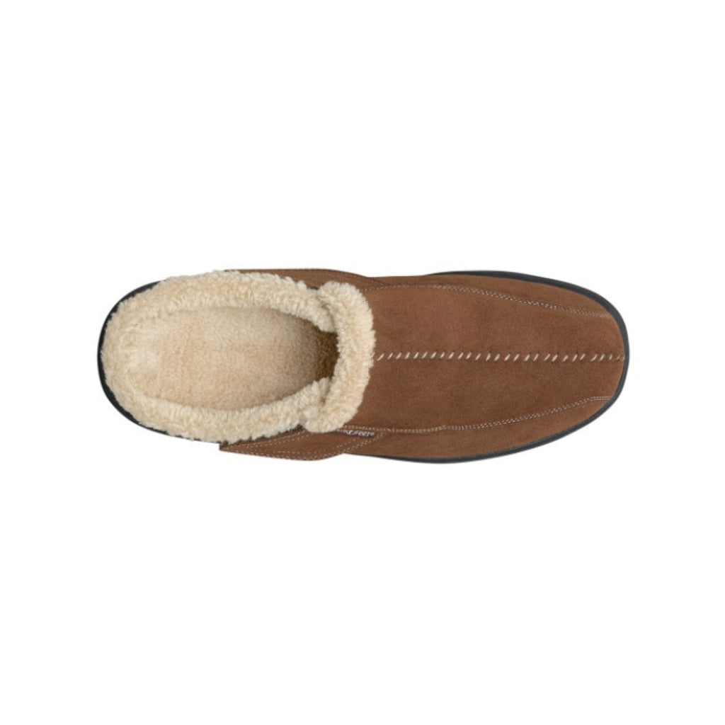 Orthofeet Men’s Asheville Orthopedic Leather Slippers – Brown