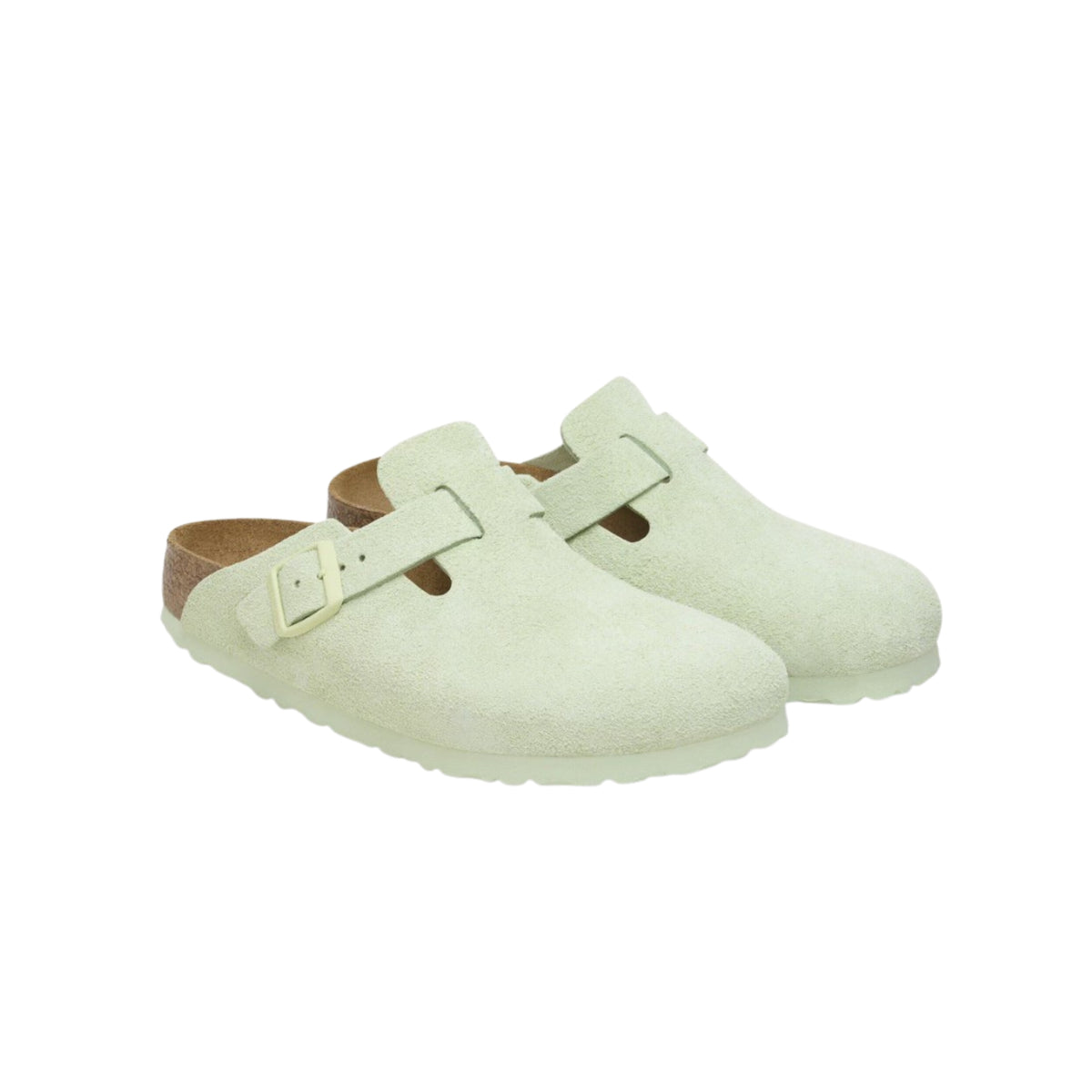 Birkenstock Boston Unisex Soft Footbed Suede Clog Sandals - Faded Lime