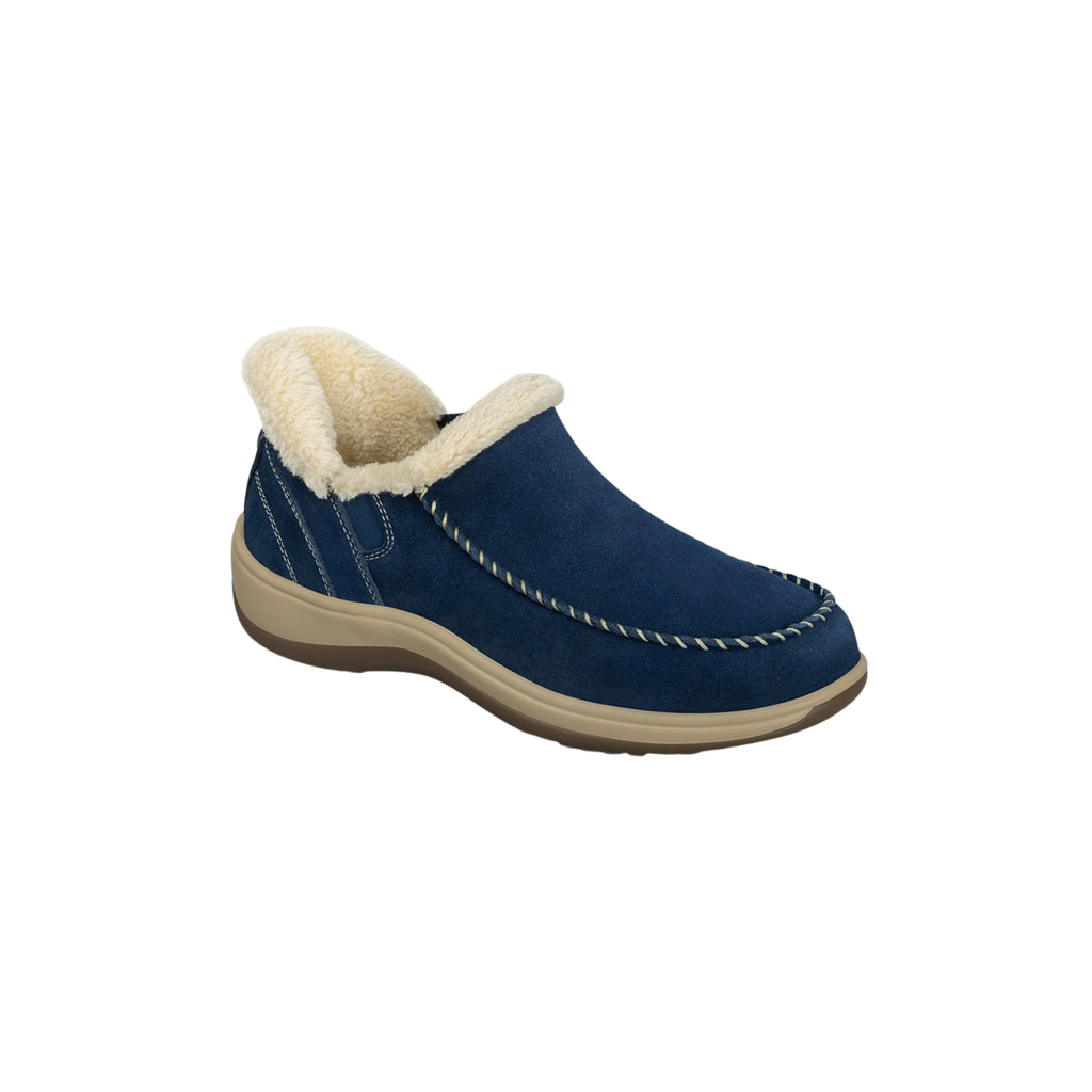 Orthofeet Women's Lorin Hands-Free Suede Orthopedic Slippers-Sapphire