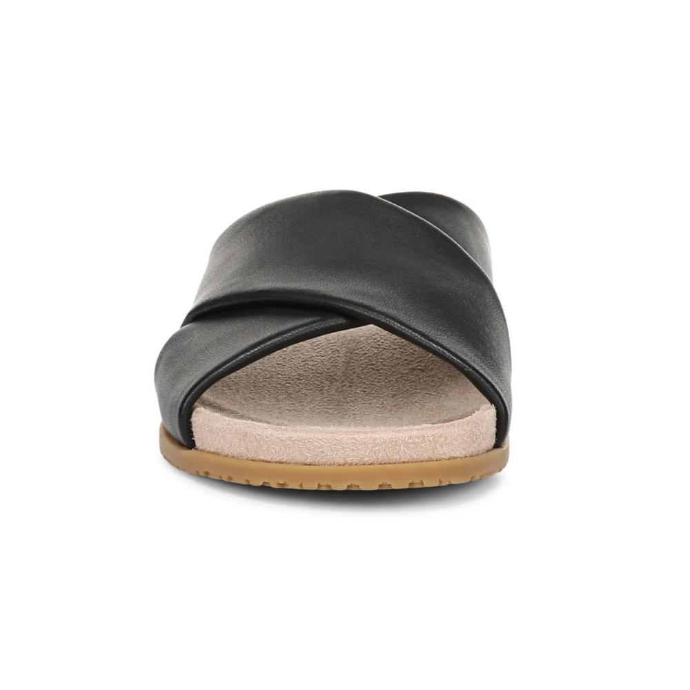 Vionic Women's Etna Structured Crossover Slide Sandals - Black Leather