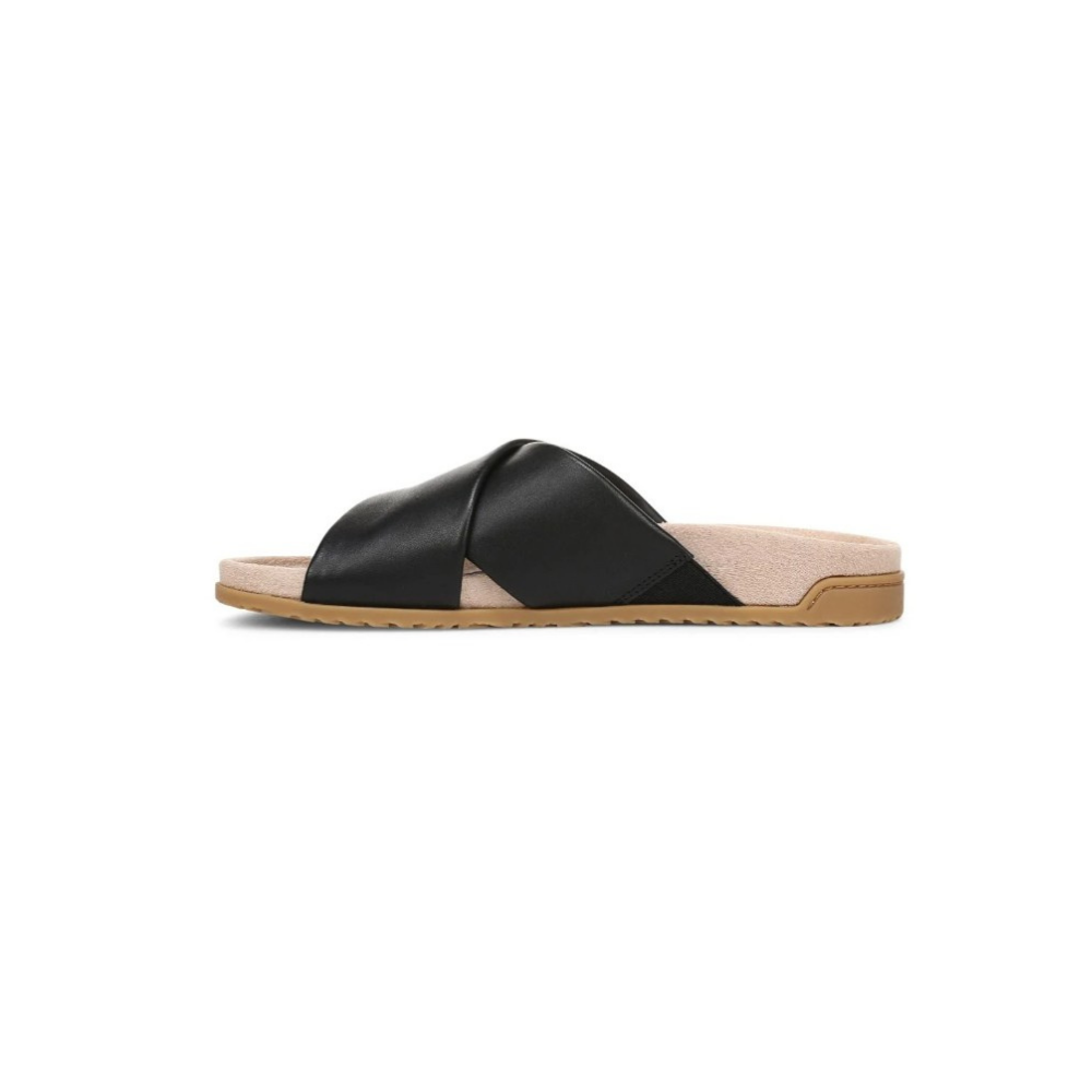 Vionic Women's Etna Structured Crossover Slide Sandals - Black Leather