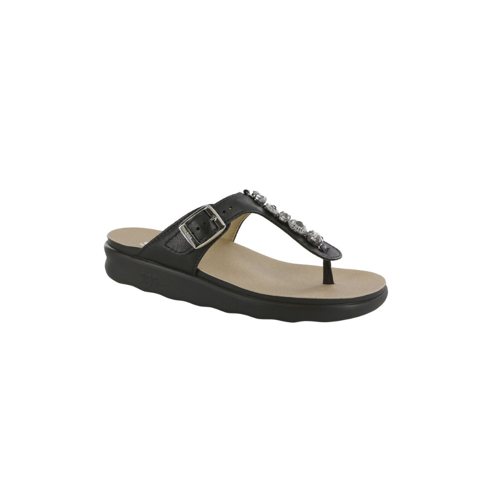 SAS Women's Dazzle - Comfort Adjustable Sandal - Black Silver