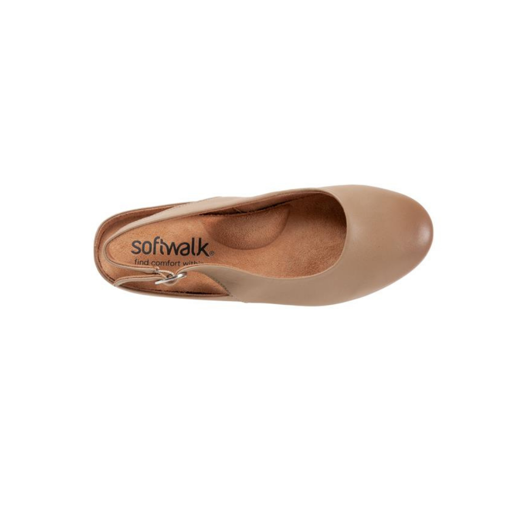 SoftWalk Women's Sandy Leather Slide Sandals - Taupe