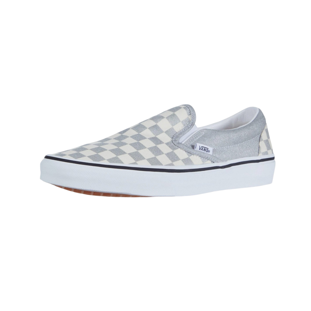 Vans Classic Slip-On Checkerboard Silver/True White Unisex Sneakers