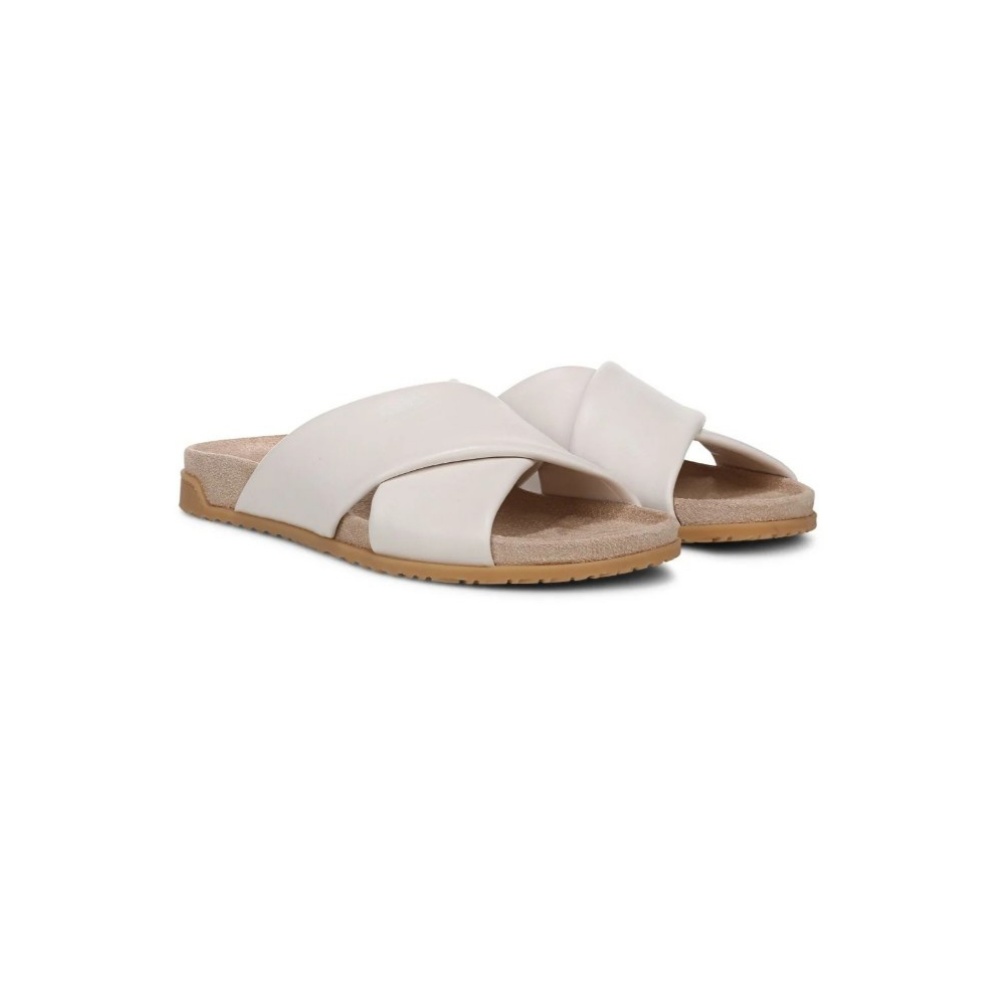 Vionic Women's Etna Structured Crossover Slide Sandals - Sea Salt Leather